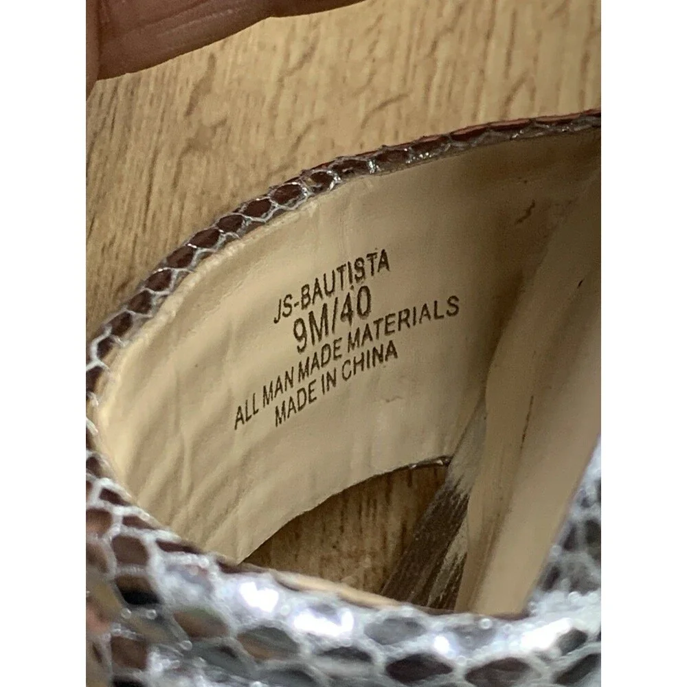 Jessica Simpson Bautista Platform Sandals Women 9 Silver Metallic Snake Heels